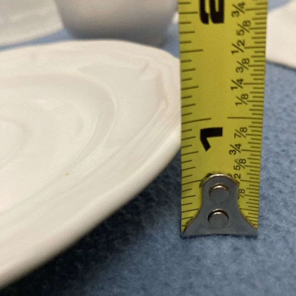 Stoneware Country White French Country Design Coffee Cup with Saucer - Set of‎ 7